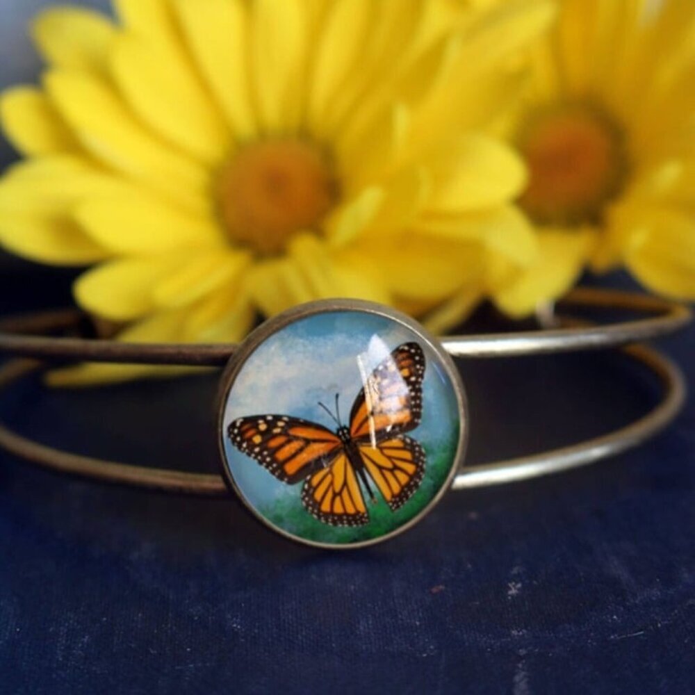 Monarch Butterfly Cuff Bracelet -‎ Cottage Core Vintage & Antique Bronze Jewelry